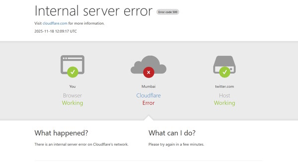 500 Internal Server Error 화면.