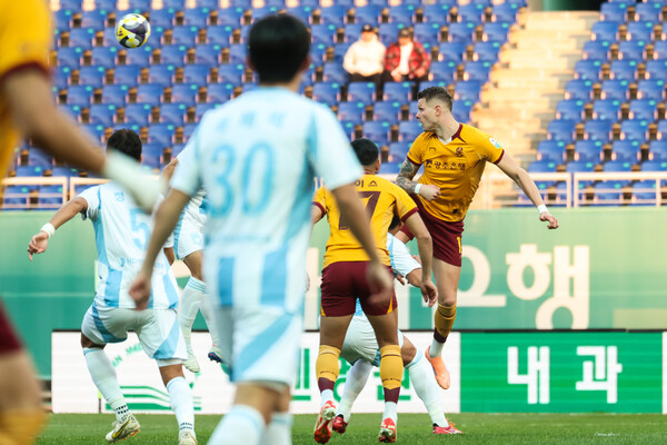 22일 열린 울산 HD FC와의 홈경기에서 선제골을 넣은 프리드욘슨. 광주FC 제공